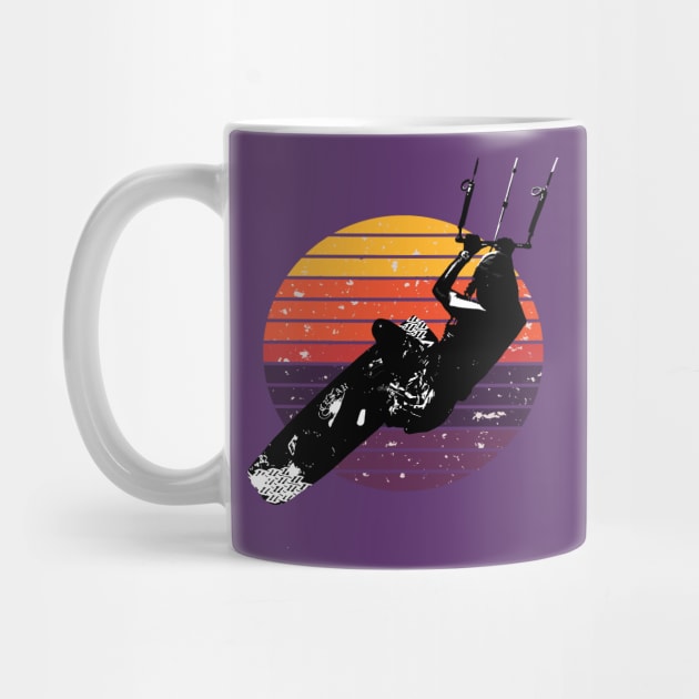 Kitesurf Action Artistic Kitesurfer Vintage Sunset Retro Sunrise by taiche